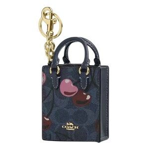 Coach North/South Mini Tote Bag Keychain wi Cherry Design HTF NEW